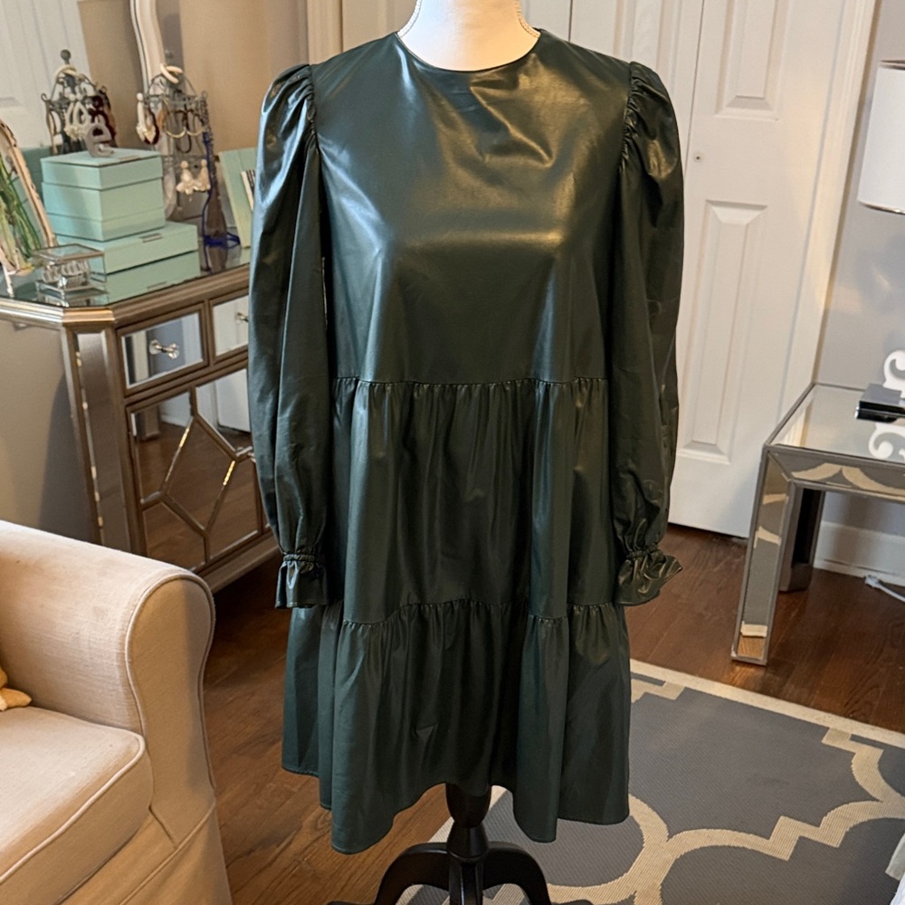 Crosby By Mollie Burch - Darling DarkGreen Faux Leather Dress Size XS